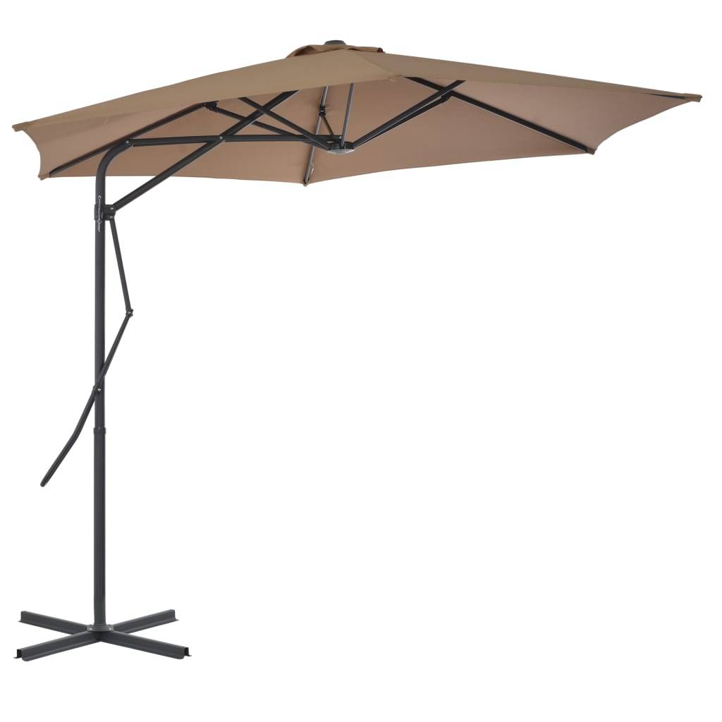 Helloshop26 - Parasol mobilier de jardin d'extérieur avec poteau en acier 300 cm taupe - Image 2