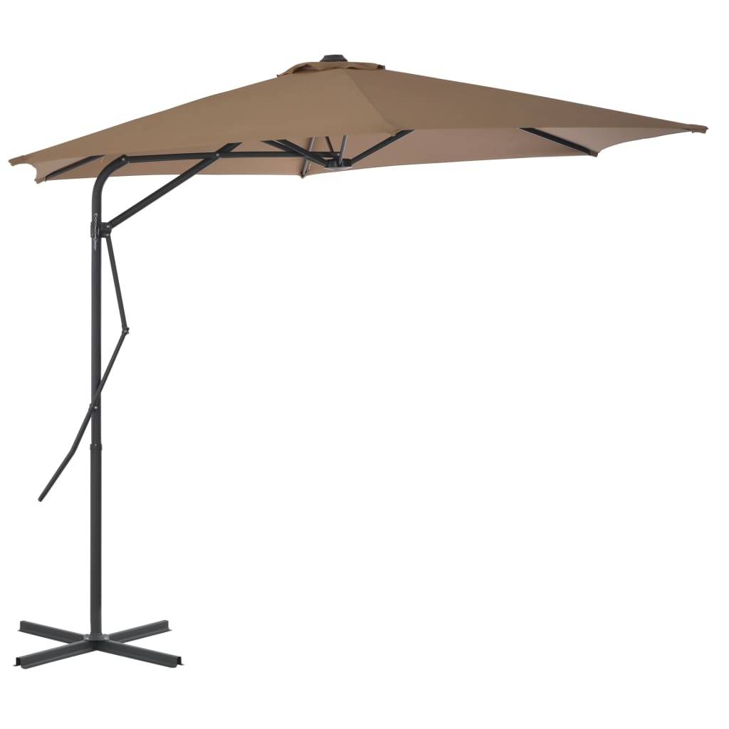 Helloshop26 - Parasol mobilier de jardin d'extérieur avec poteau en acier 300 cm taupe - Image 1