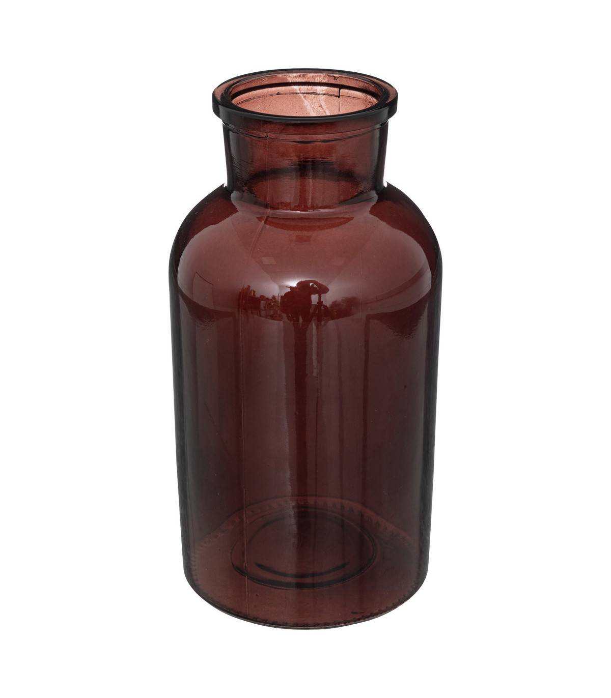 Vase de forme flacon d'apothicaire ancien en Verre Marron H 20 cm