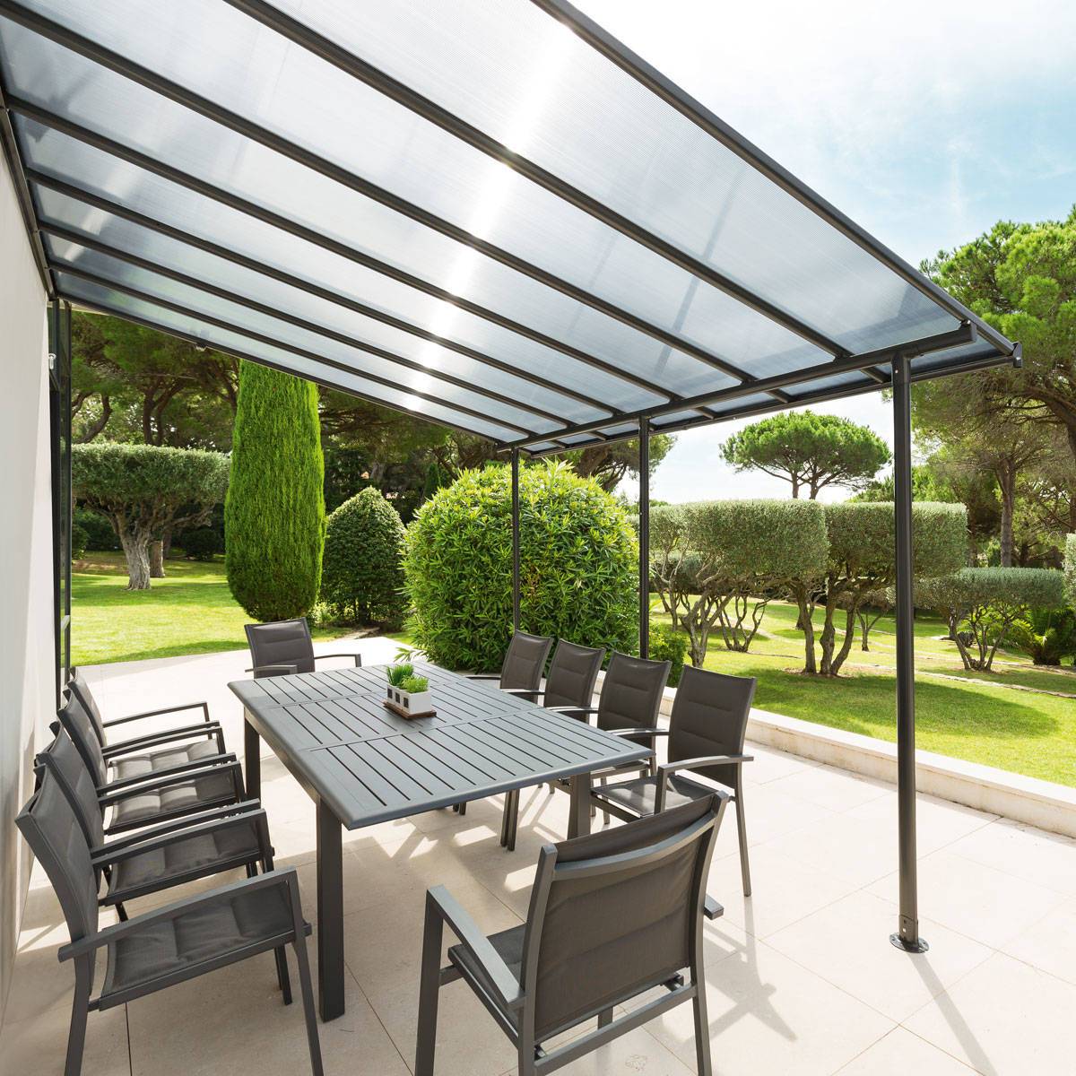 Hesperide - Pergola adossée Belize Graphite - Hespéride - Image 1