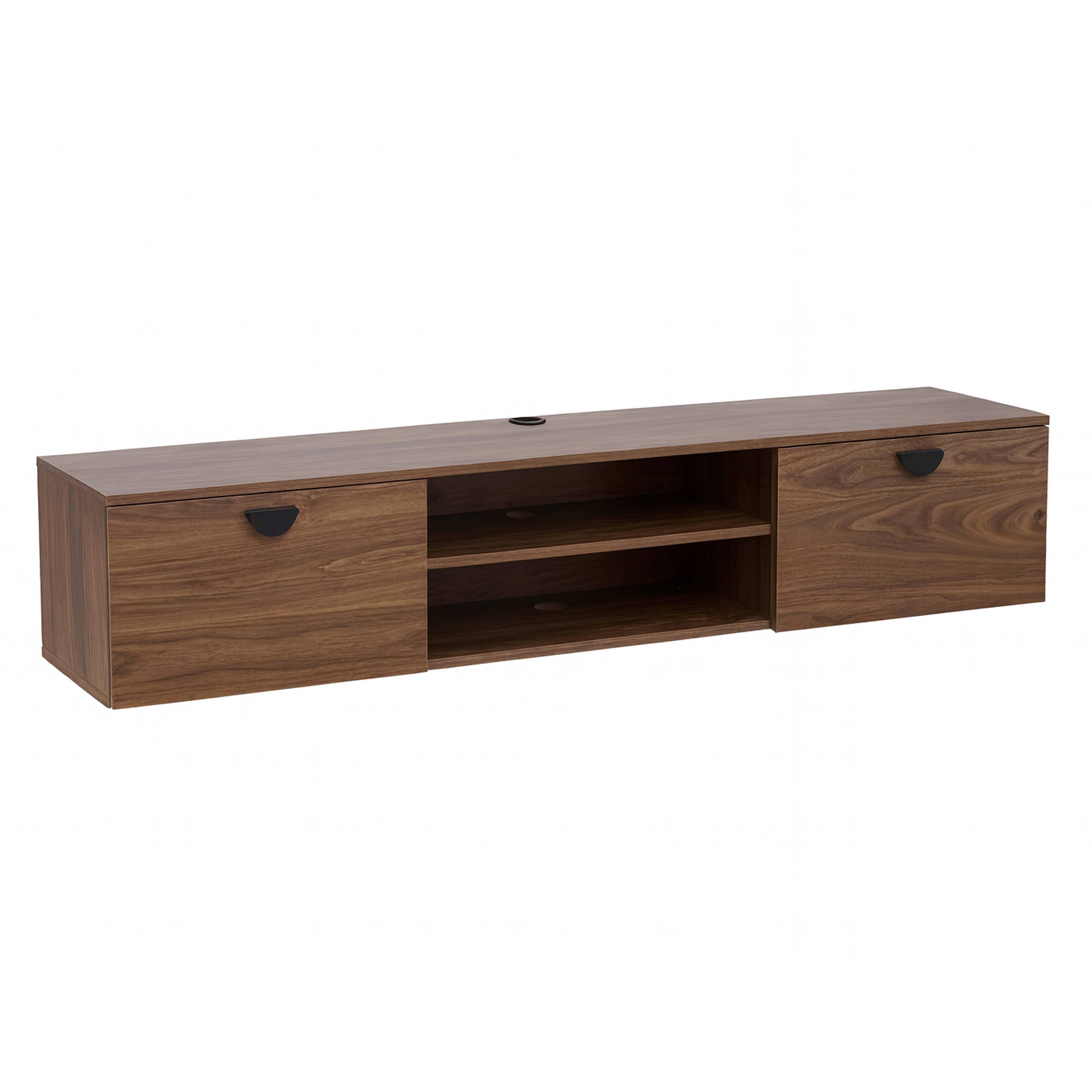 Oviala - Meuble TV suspendu 160 cm industriel bois foncé Jessy - Oviala