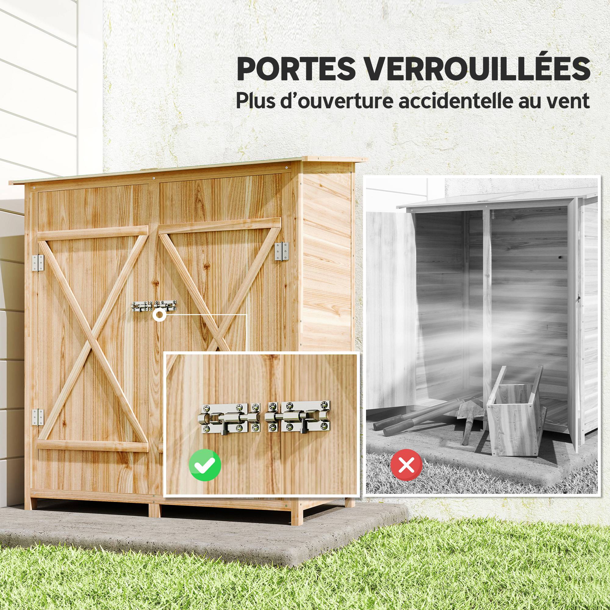 ComfortXL - Abri de jardin épicéa 2 portes toit bitumé rangement extérieur 140x75x157cm - ComfortXL Outdoor Living - Image 8