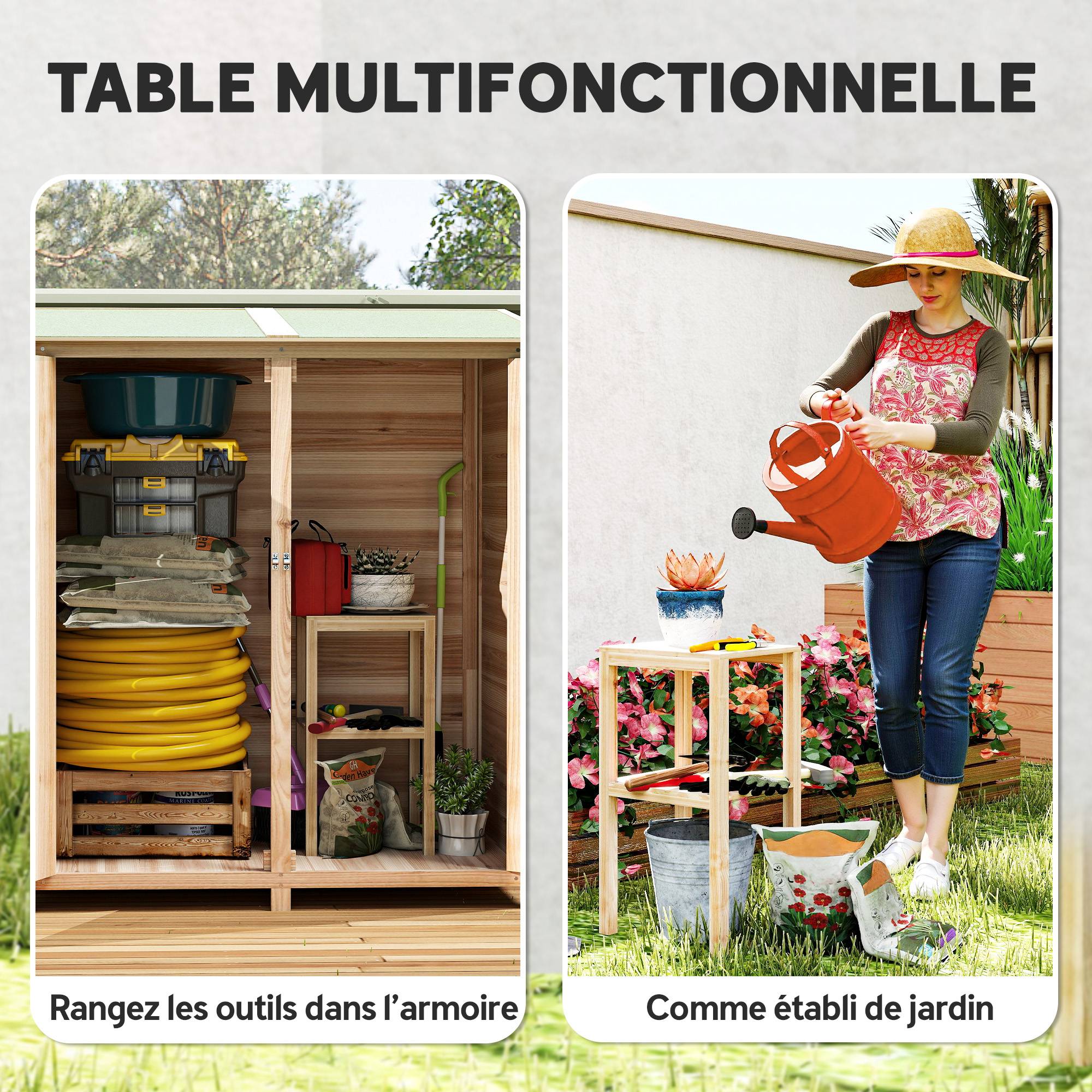 ComfortXL - Abri de jardin épicéa 2 portes toit bitumé rangement extérieur 140x75x157cm - ComfortXL Outdoor Living - Image 6