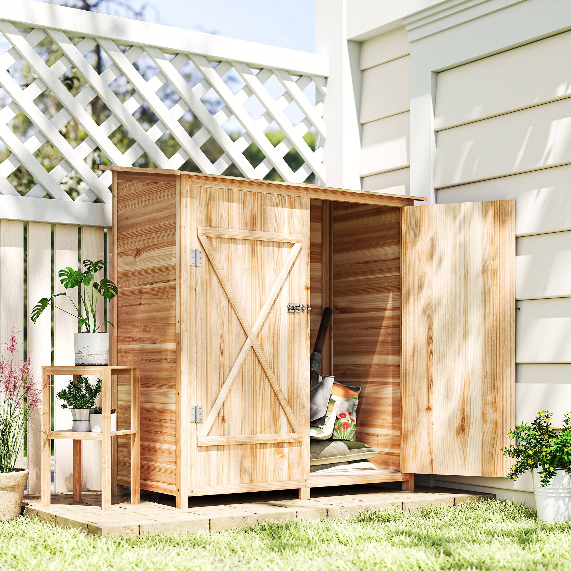ComfortXL - Abri de jardin épicéa 2 portes toit bitumé rangement extérieur 140x75x157cm - ComfortXL Outdoor Living - Image 4
