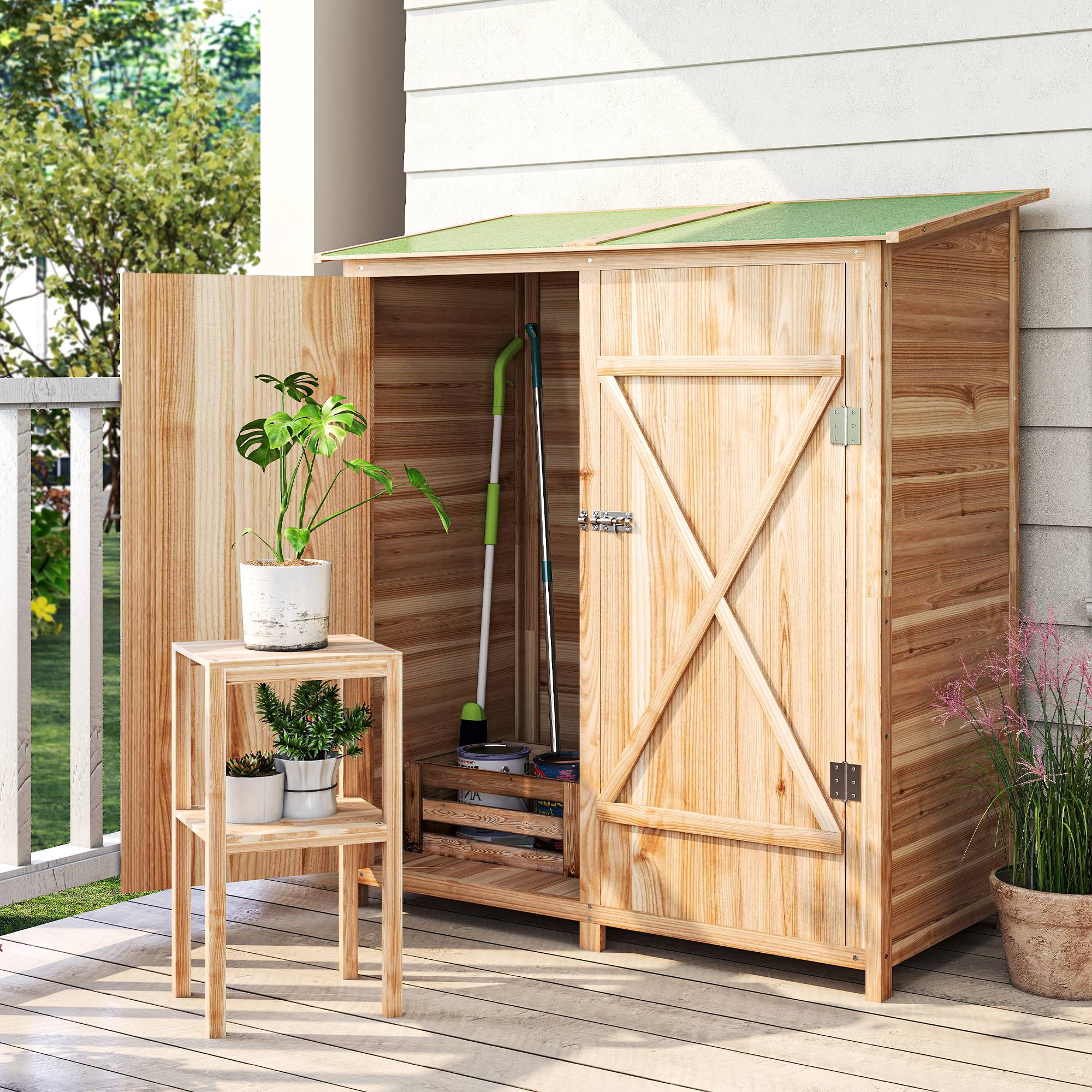 ComfortXL - Abri de jardin épicéa 2 portes toit bitumé rangement extérieur 140x75x157cm - ComfortXL Outdoor Living - Image 3