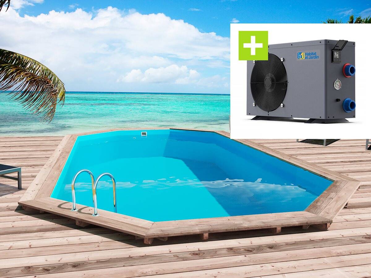 Habitat Et Jardin - Piscine Bois "sao Paulo" - 6.57 X 4.07 X 1.20 M + Pompe à Chaleur - Puissance 6.1 Kw -habitat Et Jardin - Image 1