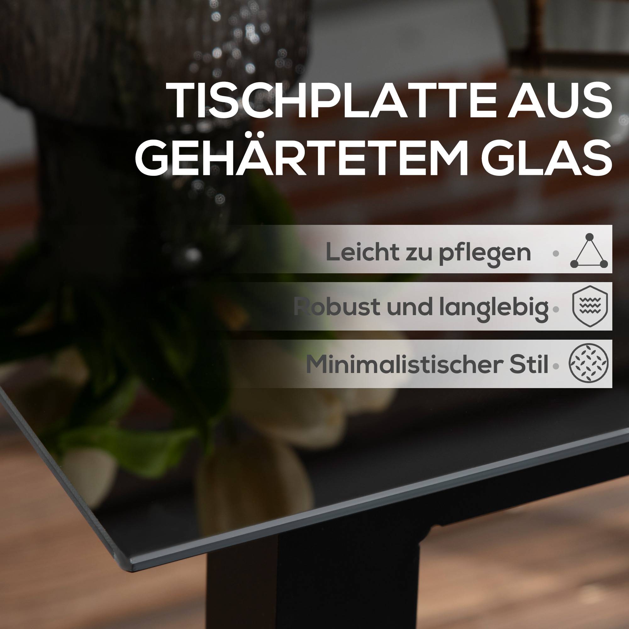 ComfortXL - Table de jardin extérieure aluminium verre noir 80 x 80 cm pour 4 personnes stable - ComfortXL Outdoor Living - Image 6