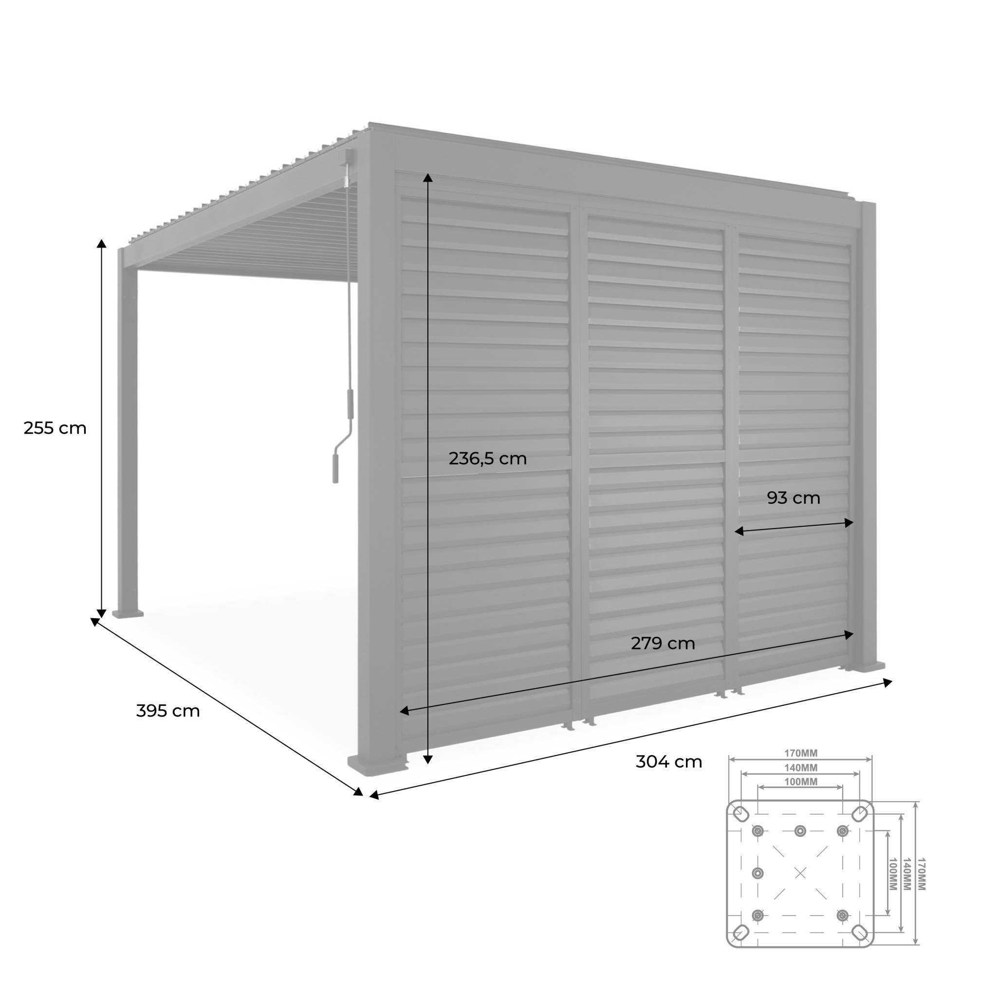 Pergola bioclimatique aluminium 4x3m blanc + 3 persiennes 100cm lames orientables Triomphe | sweeek - Image 4
