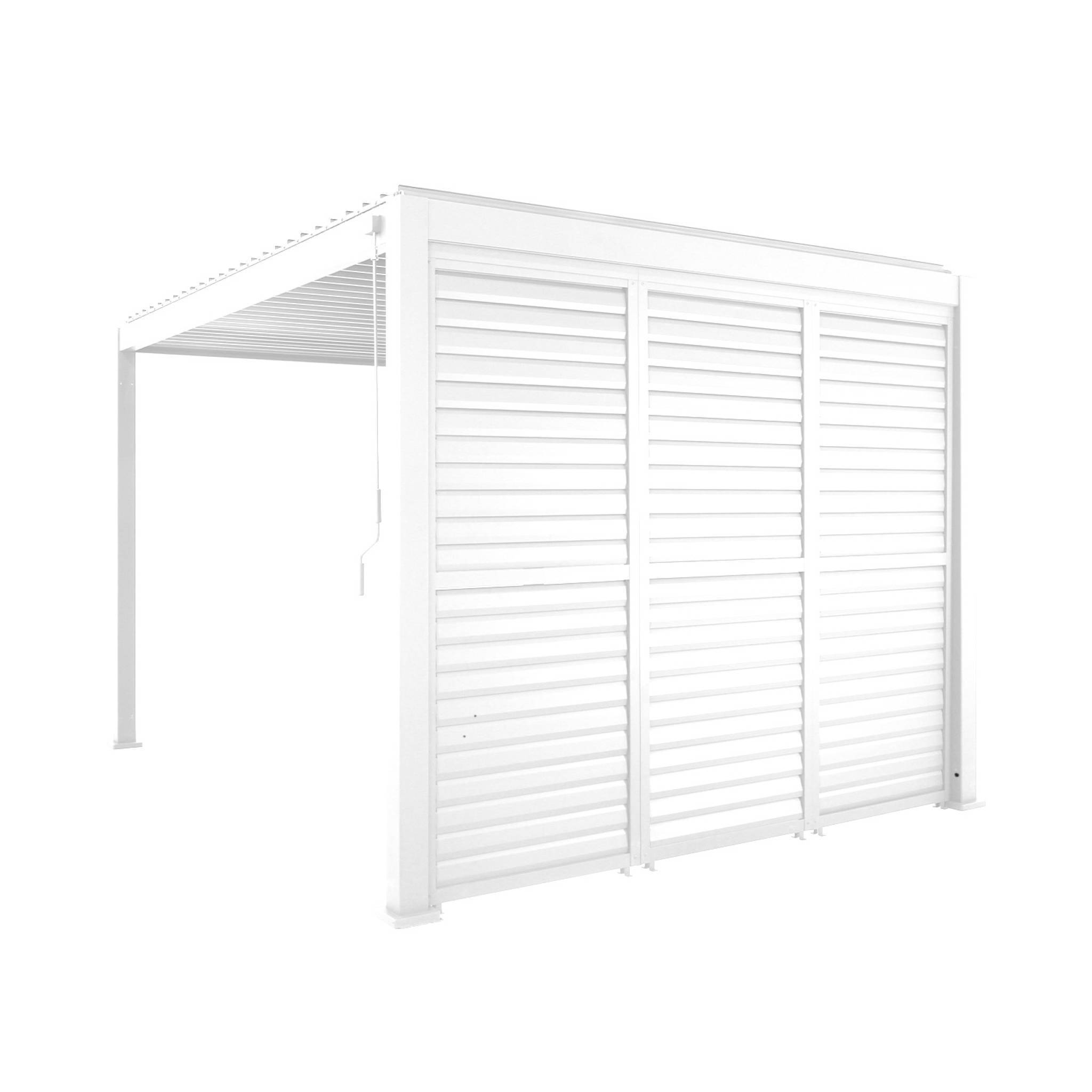 Pergola bioclimatique aluminium 4x3m blanc + 3 persiennes 100cm lames orientables Triomphe | sweeek - Image 2