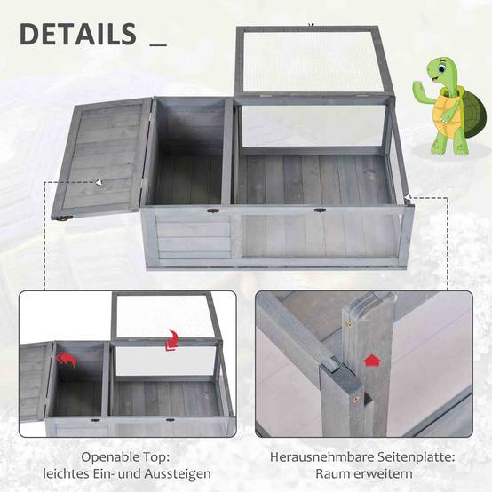 Vivarium reptile surélevé 50×30×35cm noir, verre + grillage, serrure, thermomètre - Image 7