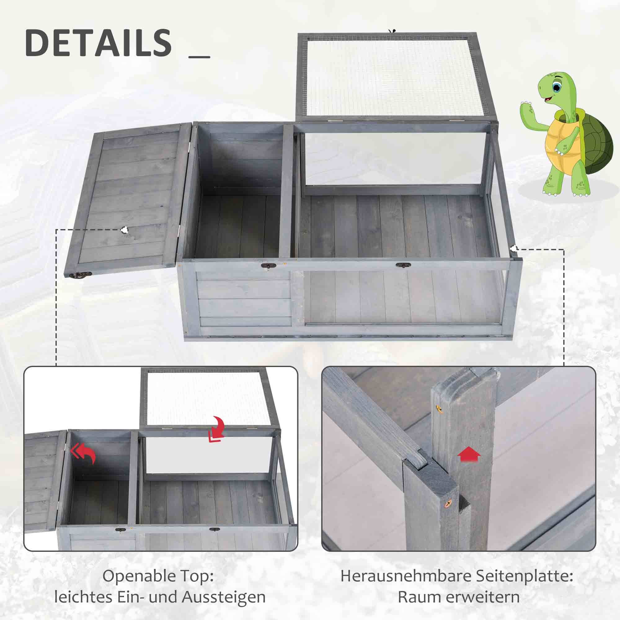 Vivarium reptile surélevé 50×30×35cm noir, verre + grillage, serrure, thermomètre - Image 7
