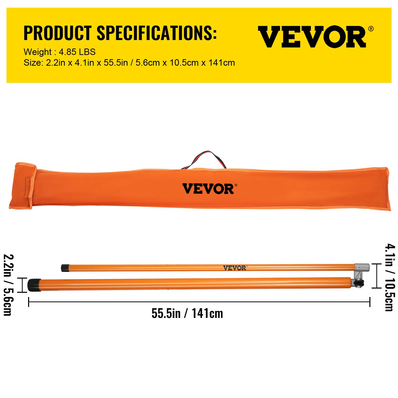 Vevor - VEVOR Canne télescopique mesure hauteur, 149-610cm, fibre verre, non conducteur, transport camion. - Image 7