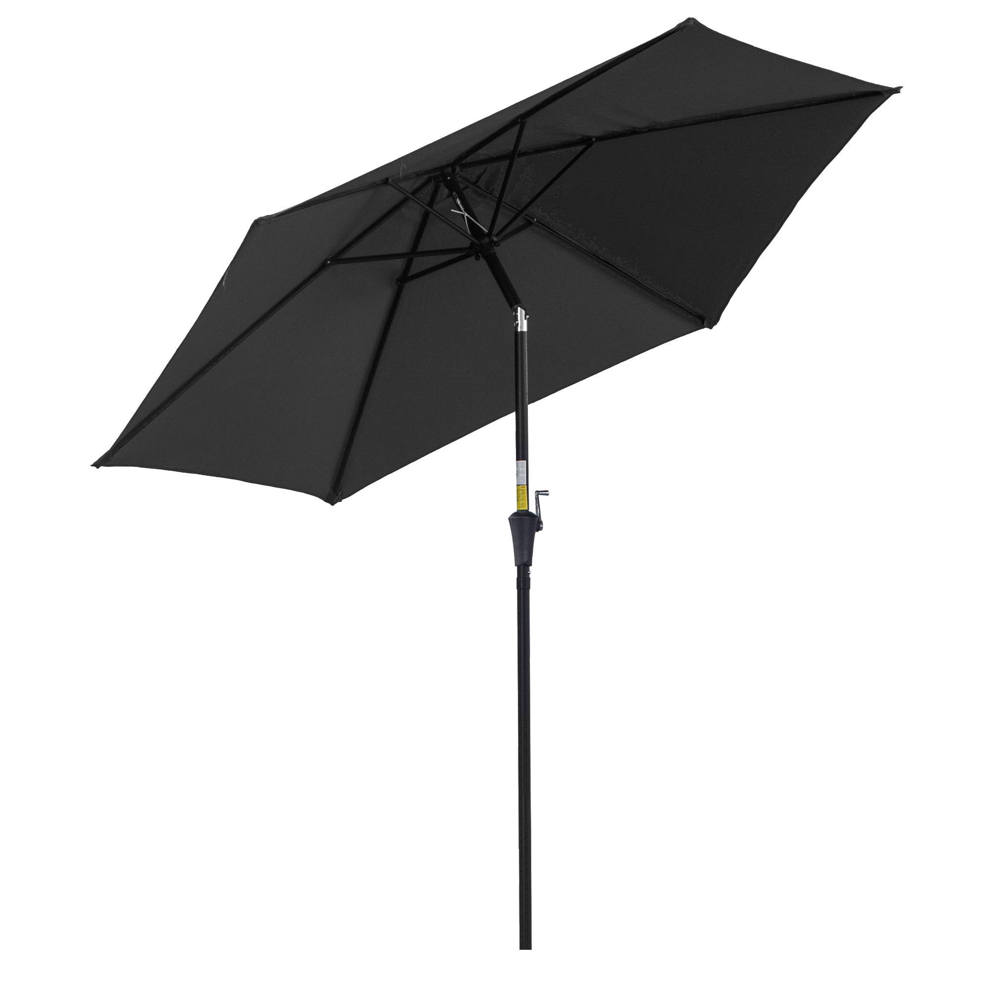 Parasol droit parasol inclinable de jardin manivelle toile polyester haute densité 180 g/m² Ø2,6 x 2,35 m aluminium noir - Image 1