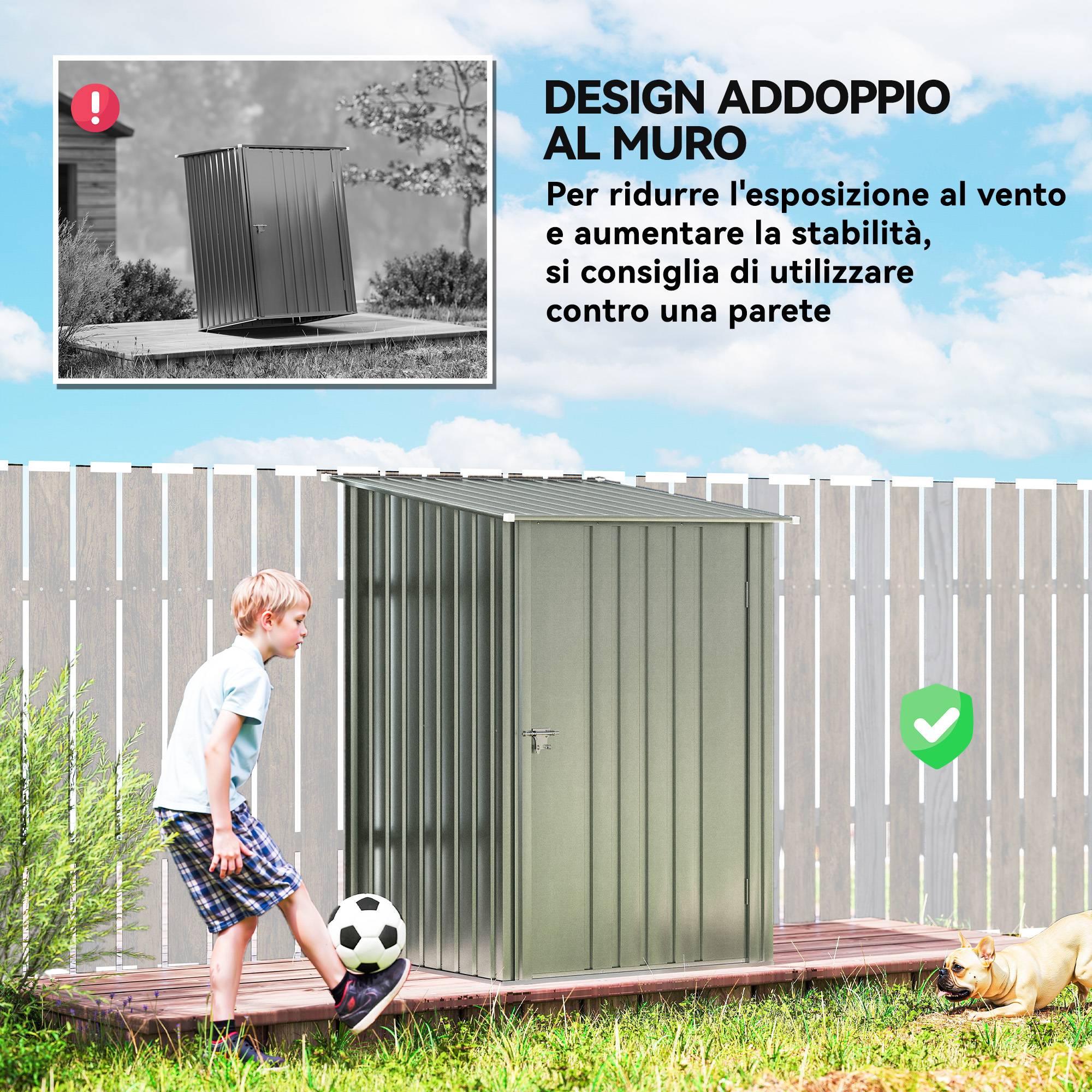 Abri de jardin acier galvanisé extérieur rangement outils battant 100x104x160cm argent - ComfortXL Outdoor Living - Image 8