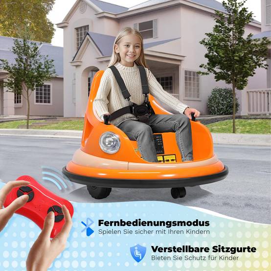 0 - Voiture électrique pour enfants 12 V, rotation à 360 degrés, pare-chocs - Jaune - Image 7