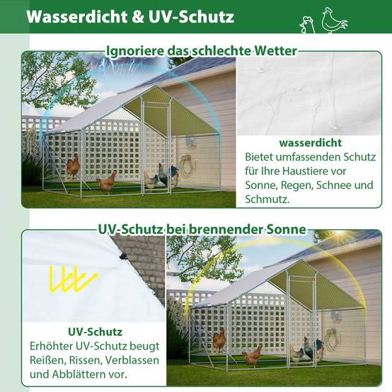 Enclos Poulailler Acier Jardin Volière avec Toit et Perchoir 6m² 3x2m Blanc - ComfortXL Outdoor Living - Image 6