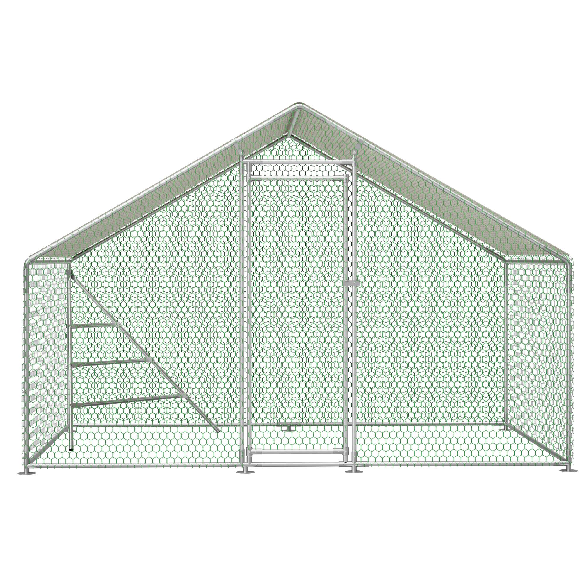 Enclos Poulailler Acier Jardin Volière avec Toit et Perchoir 6m² 3x2m Blanc - ComfortXL Outdoor Living - Image 2