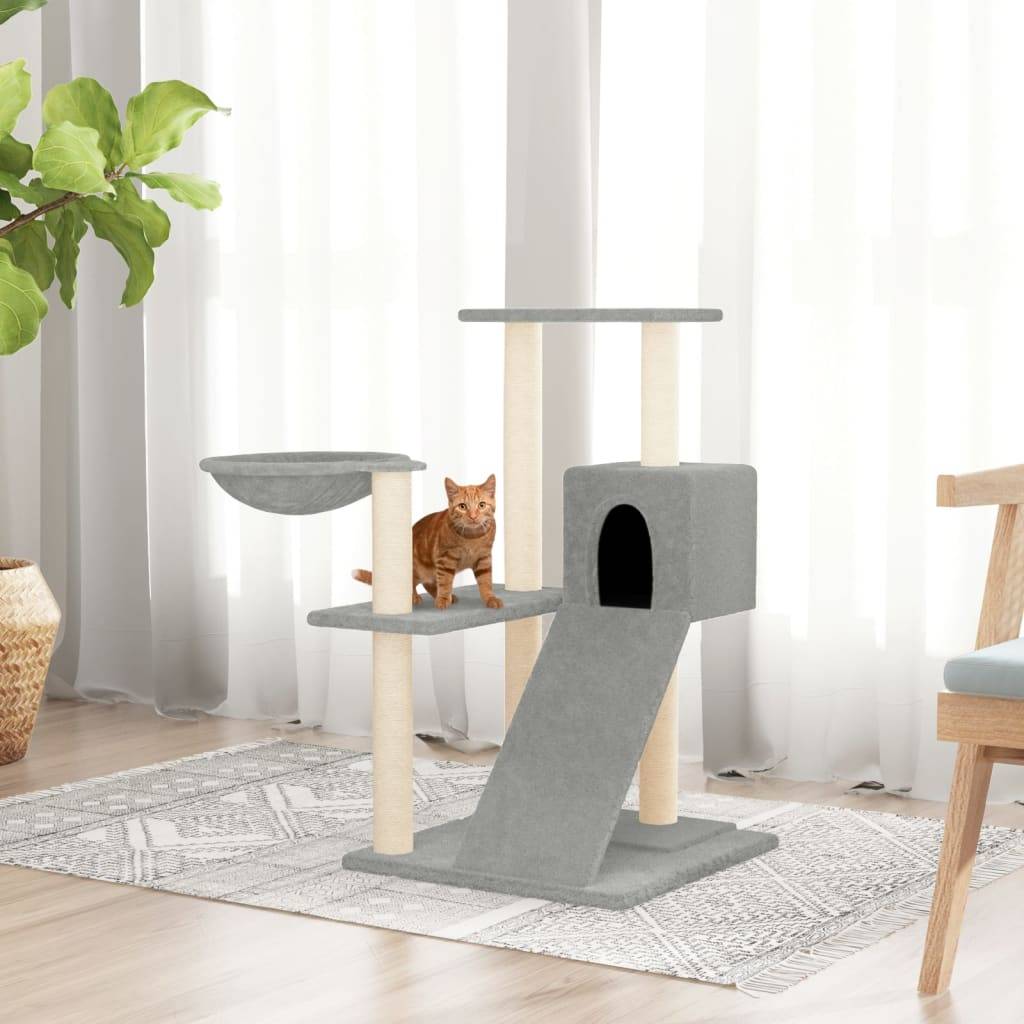Arbre à chat bois et sisal gris clair 73 x 49 x 82 cm - PANGIVO - Image 1