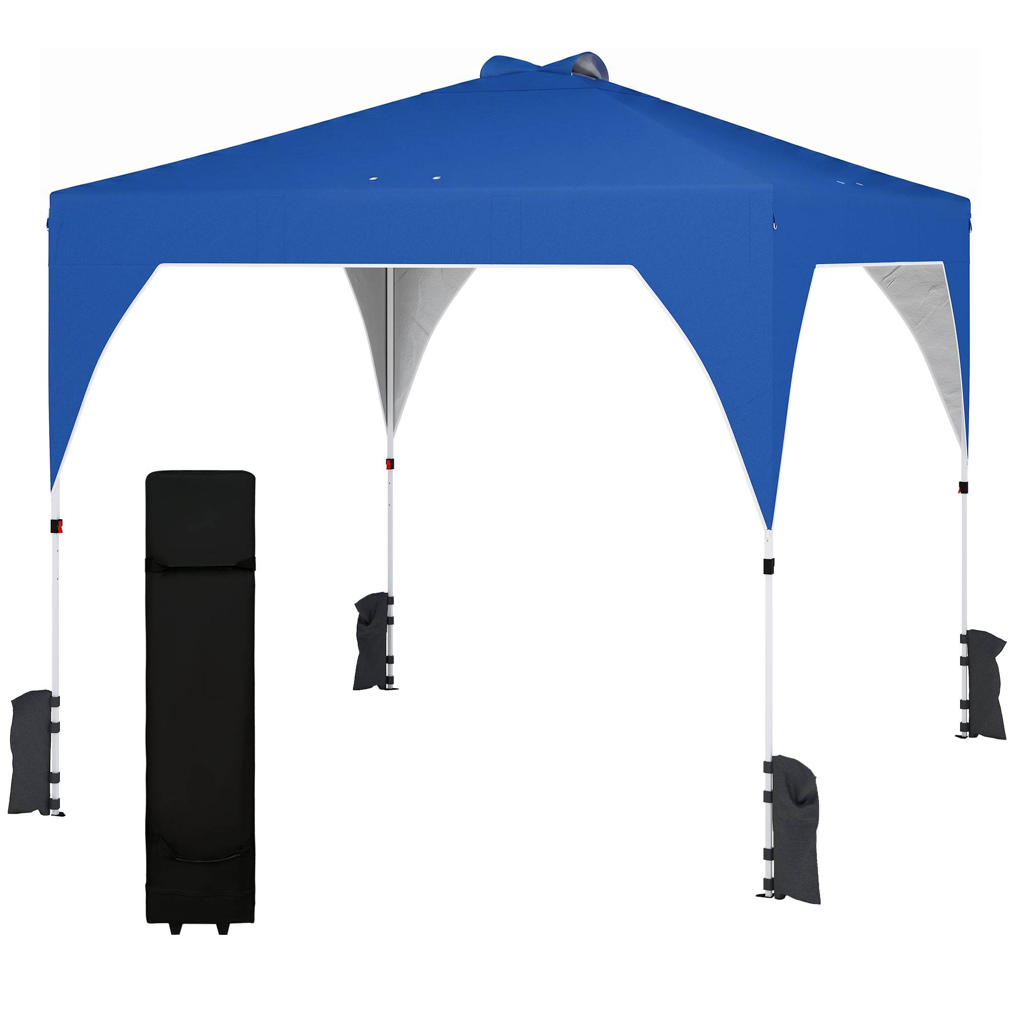 Tente pliante 3x3m avec système de verrouillage centralisé, hauteur réglable, sac de transport à roulettes et sacs de lestage, bleue - Image 2