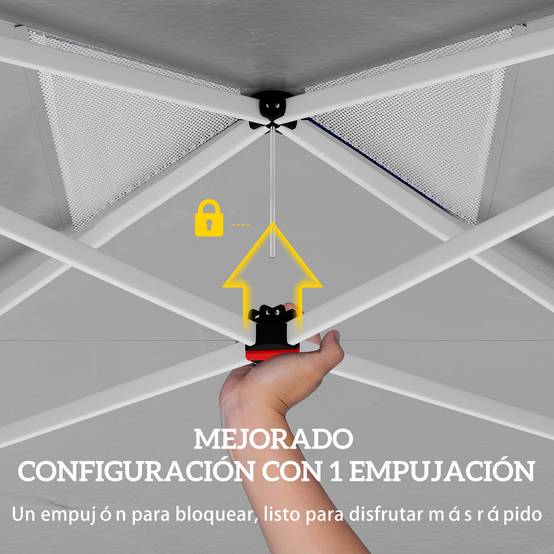 Tente pliante 3x3m avec système de verrouillage centralisé, hauteur réglable, sac de transport à roulettes et sacs de lestage, bleue - Image 7