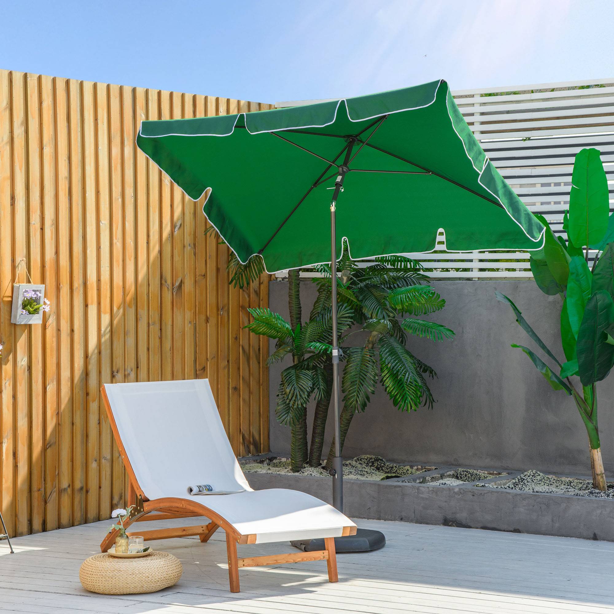 Parasol vert 198x130x245 cm en aluminium rectangulaire inclinable, store sobre balcon ajustable - Image 2