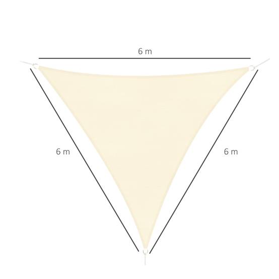 Voile d'ombrage Voile solaire - Triangulaire 6 x 6 x 6 m HDPE résistant aux UV crème fr237 - Image 5