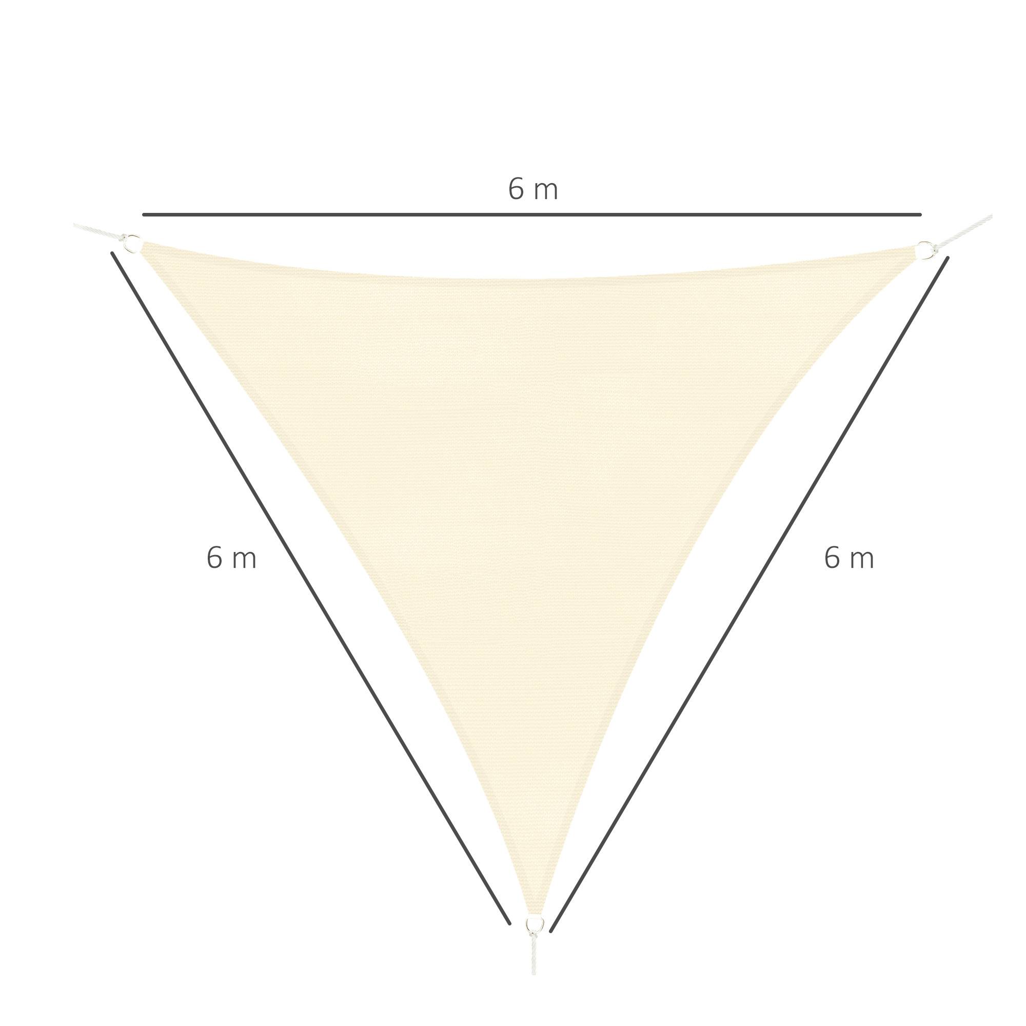 Voile d'ombrage Voile solaire - Triangulaire 6 x 6 x 6 m HDPE résistant aux UV crème fr237 - Image 5