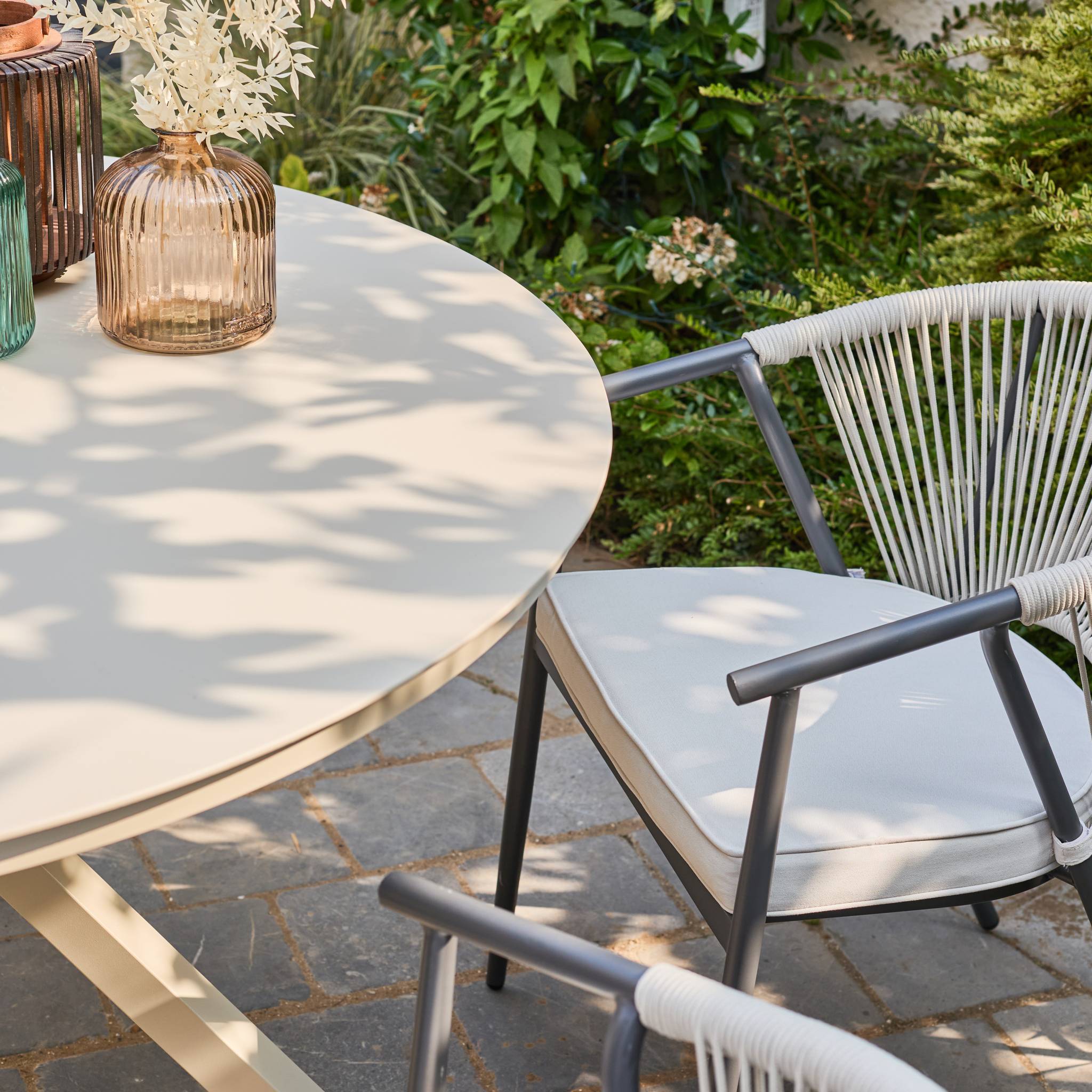 sweeek - Lot de 4 fauteuils empilables acier et cordes beige - Liora | sweeek - Image 3