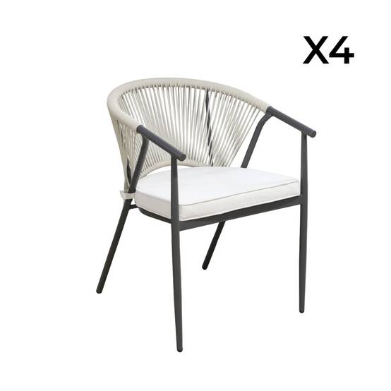 sweeek - Lot de 4 fauteuils empilables acier et cordes beige - Liora | sweeek - Image 6