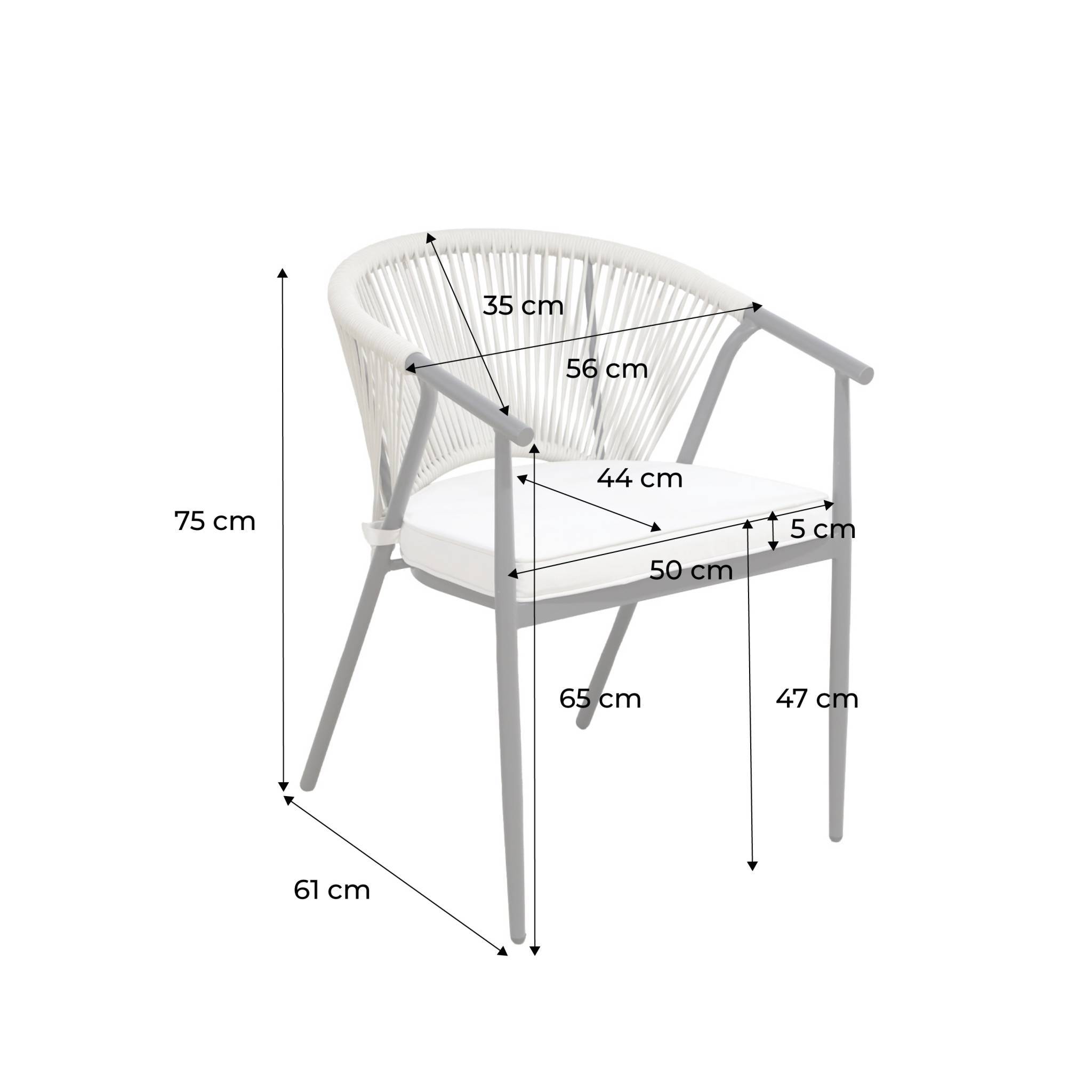 sweeek - Lot de 4 fauteuils empilables acier et cordes beige - Liora | sweeek - Image 4