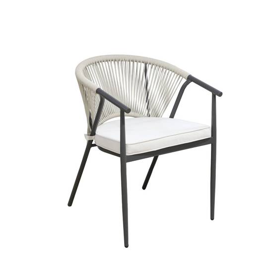 sweeek - Lot de 4 fauteuils empilables acier et cordes beige - Liora | sweeek - Image 5