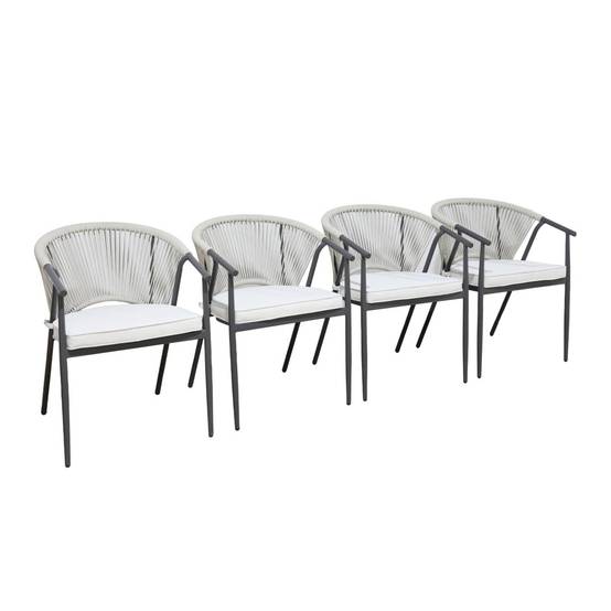 sweeek - Lot de 4 fauteuils empilables acier et cordes beige - Liora | sweeek - Image 2