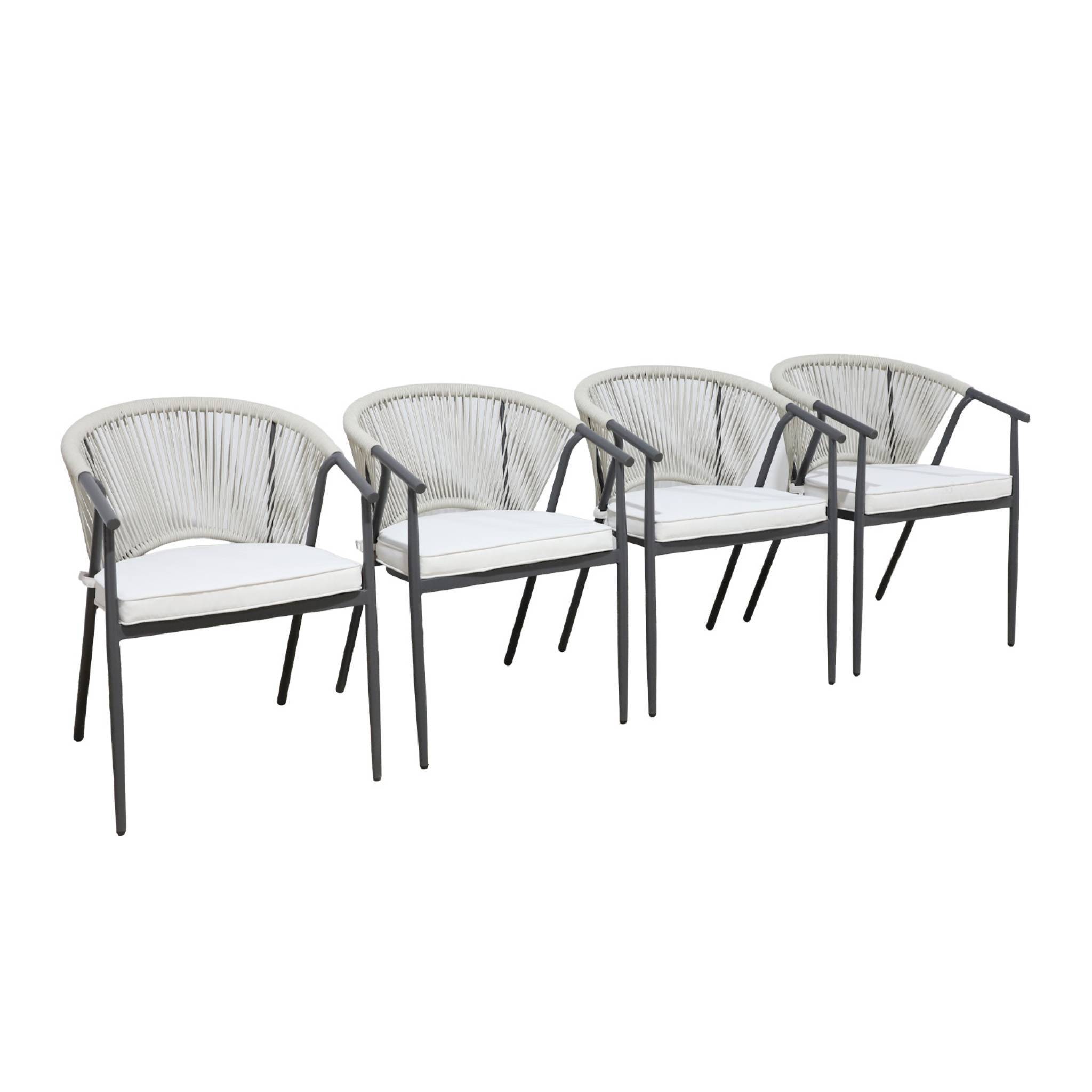 sweeek - Lot de 4 fauteuils empilables acier et cordes beige - Liora | sweeek - Image 2