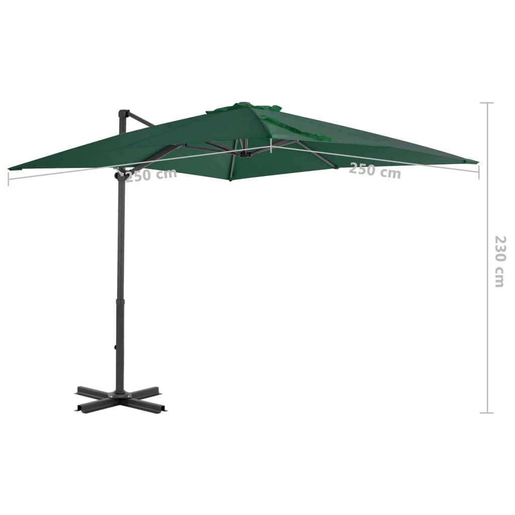 Helloshop26 - Parasol meuble de jardin en porte-à-faux et mât en aluminium 250 x 250 cm vert - Image 7