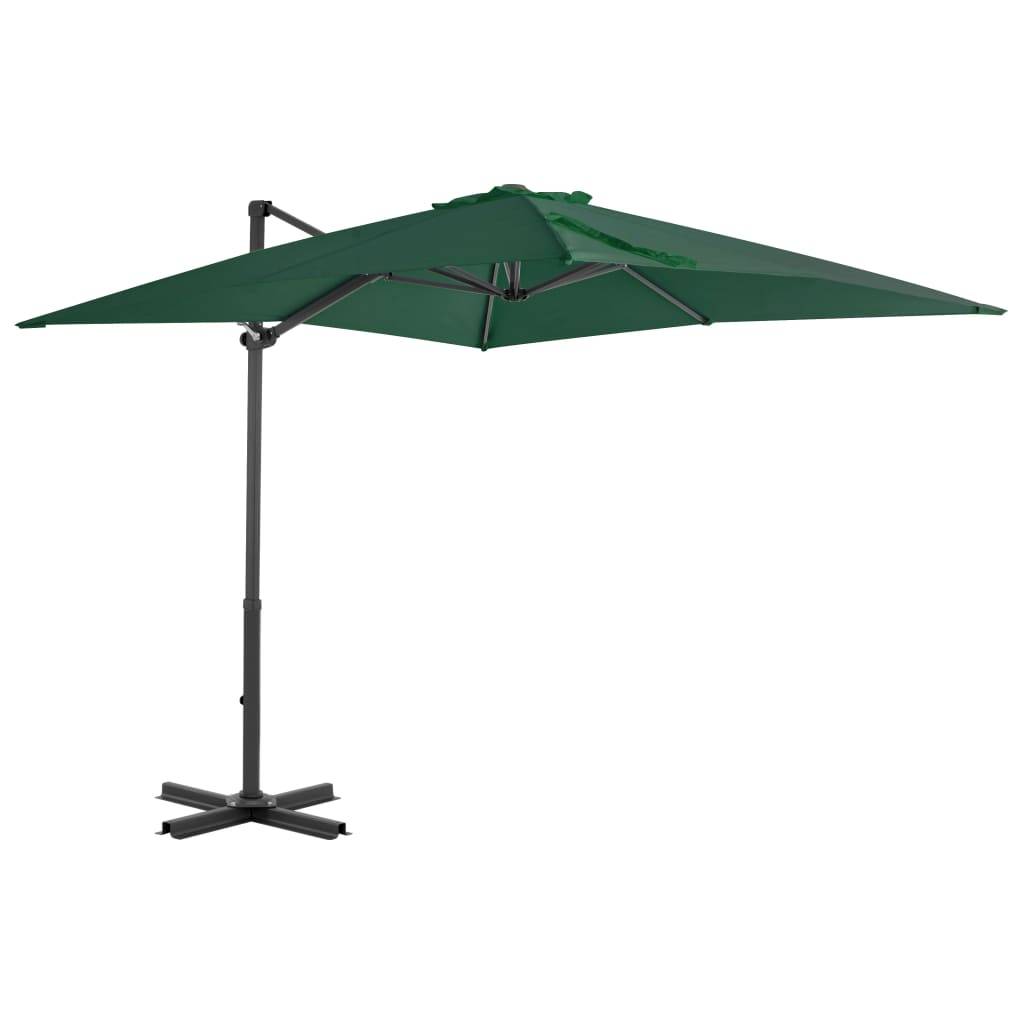 Helloshop26 - Parasol meuble de jardin en porte-à-faux et mât en aluminium 250 x 250 cm vert - Image 1