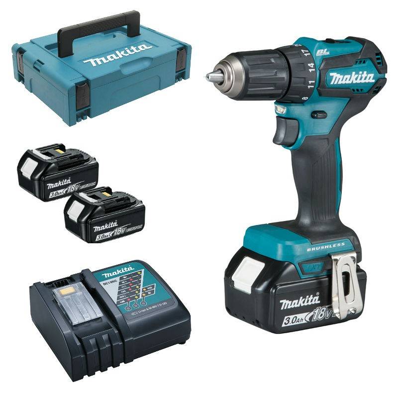 Perceuse visseuse MAKITA 18V Li-ion 3Ah - Ø13mm - 410W - 2 batteries + 1 chargeur + 1 malette transport - DDF483RFJ - Image 1