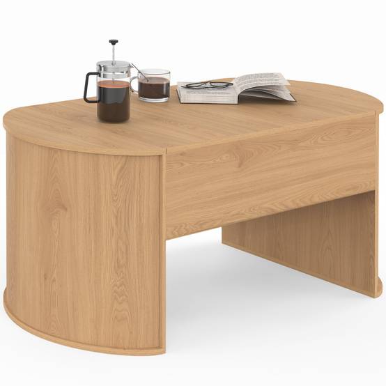 IDMARKET - Table basse ovale plateau relevable DIVIA 100 cm bois façon hêtre design arrondi - Image 5