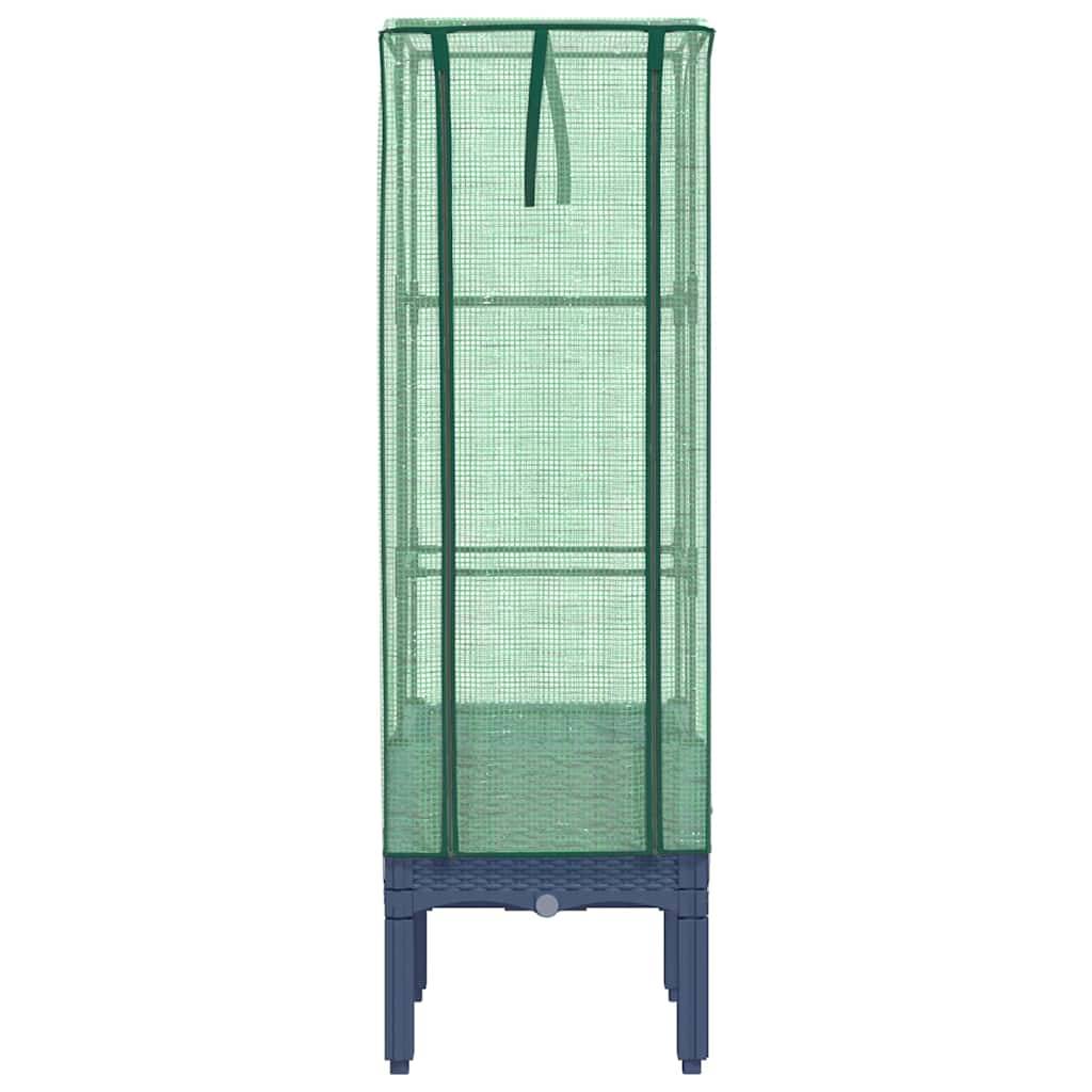 ComfortXL - Carré potager sur pied aspect rotin avec serre de culture pour balcon 40x40cm Gris - ComfortXL Outdoor Living - Image 4