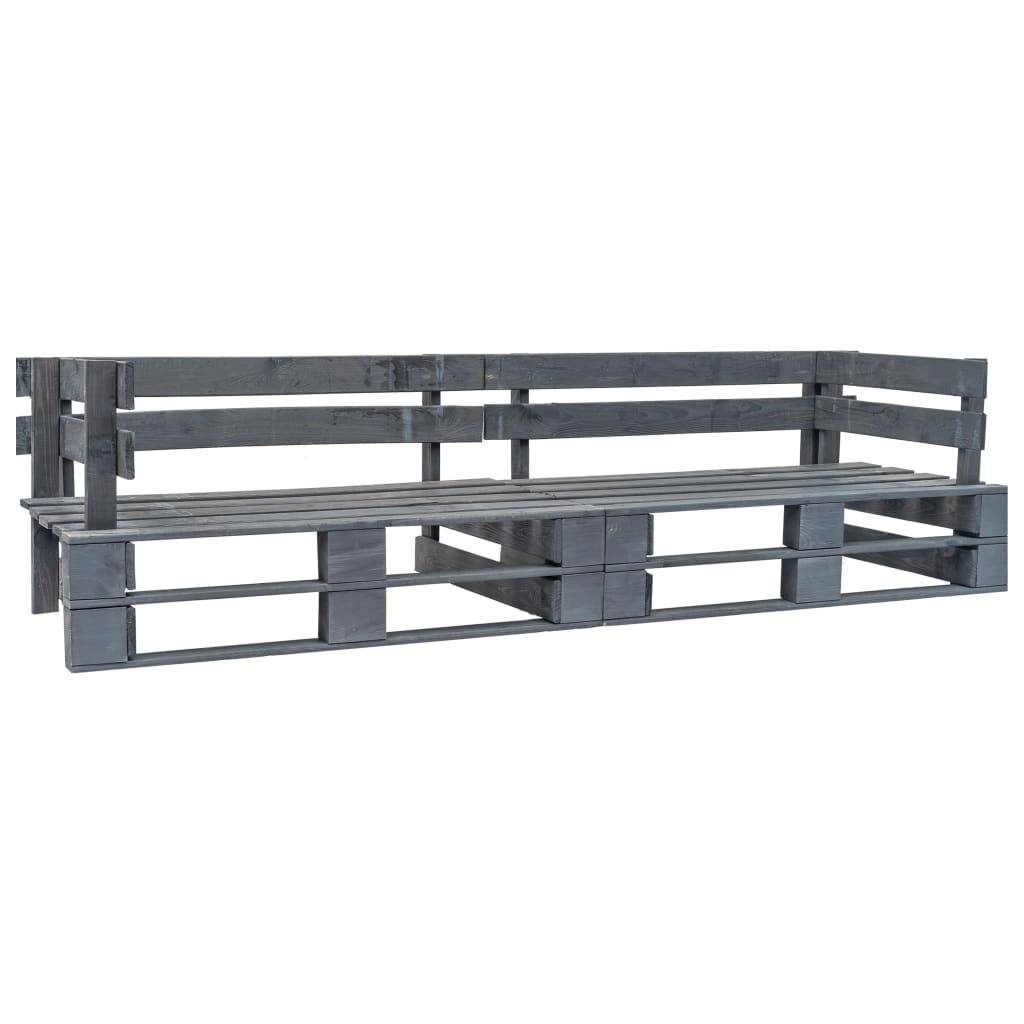 Canapé palette de jardin | Canapé D'extérieur | Sofa De Jardin 2 places gris bois Maison Chic - Image 2