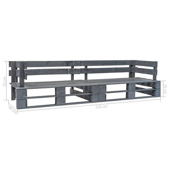 Canapé palette de jardin | Canapé D'extérieur | Sofa De Jardin 2 places gris bois Maison Chic - Image 3