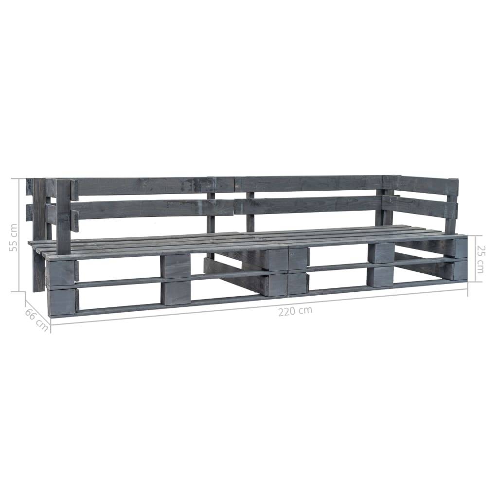 Canapé palette de jardin | Canapé D'extérieur | Sofa De Jardin 2 places gris bois Maison Chic - Image 3