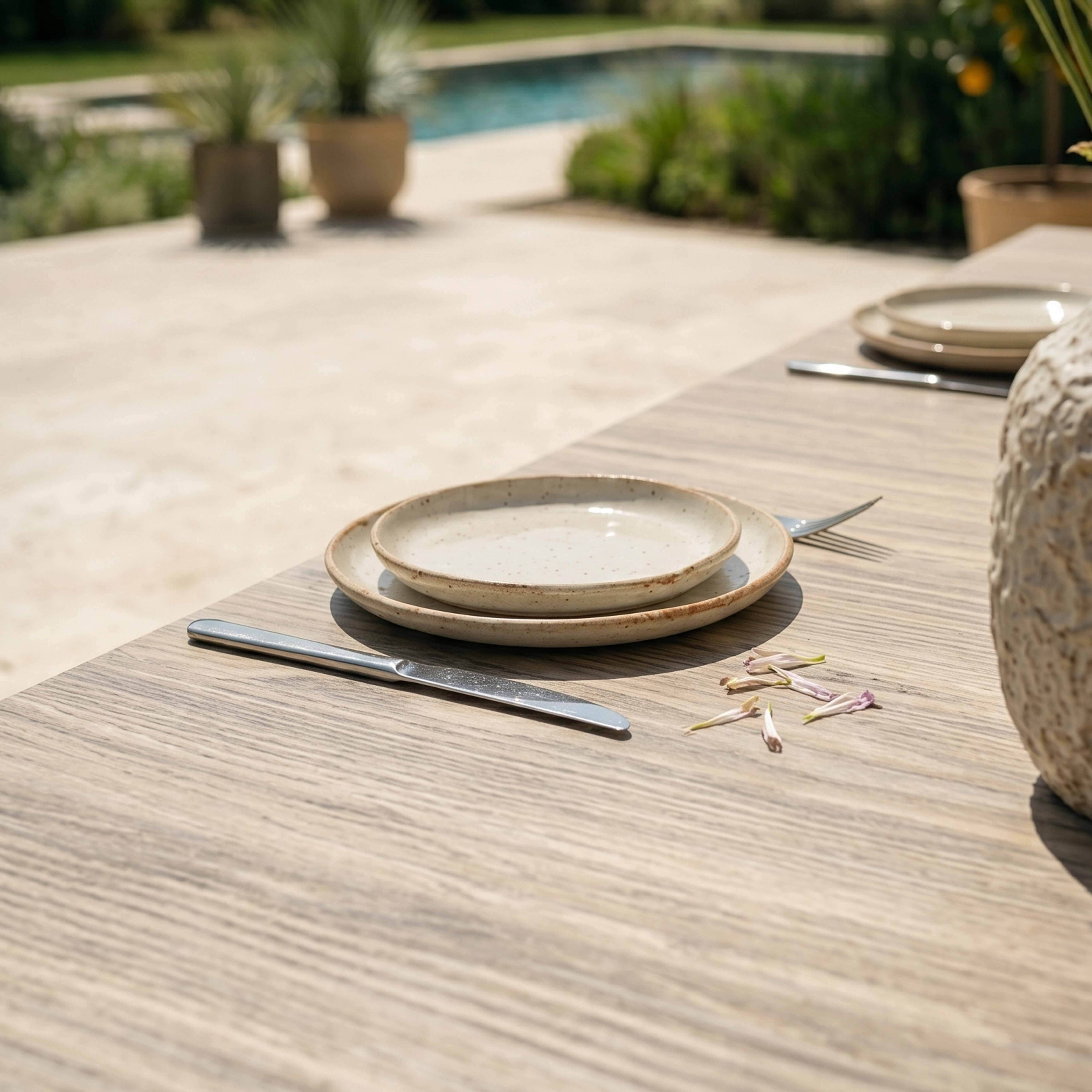 Oviala - Table de jardin extensible en aluminium et céramique 10 places crème Tivoli - Oviala - Image 4