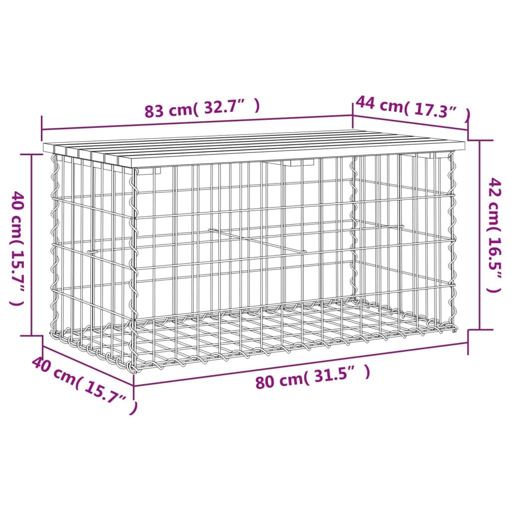 Maison Chic - Banc de jardin - Banc d'extérieur - Banquette design gabion 83x44x42 cm bois massif de douglas - Image 8