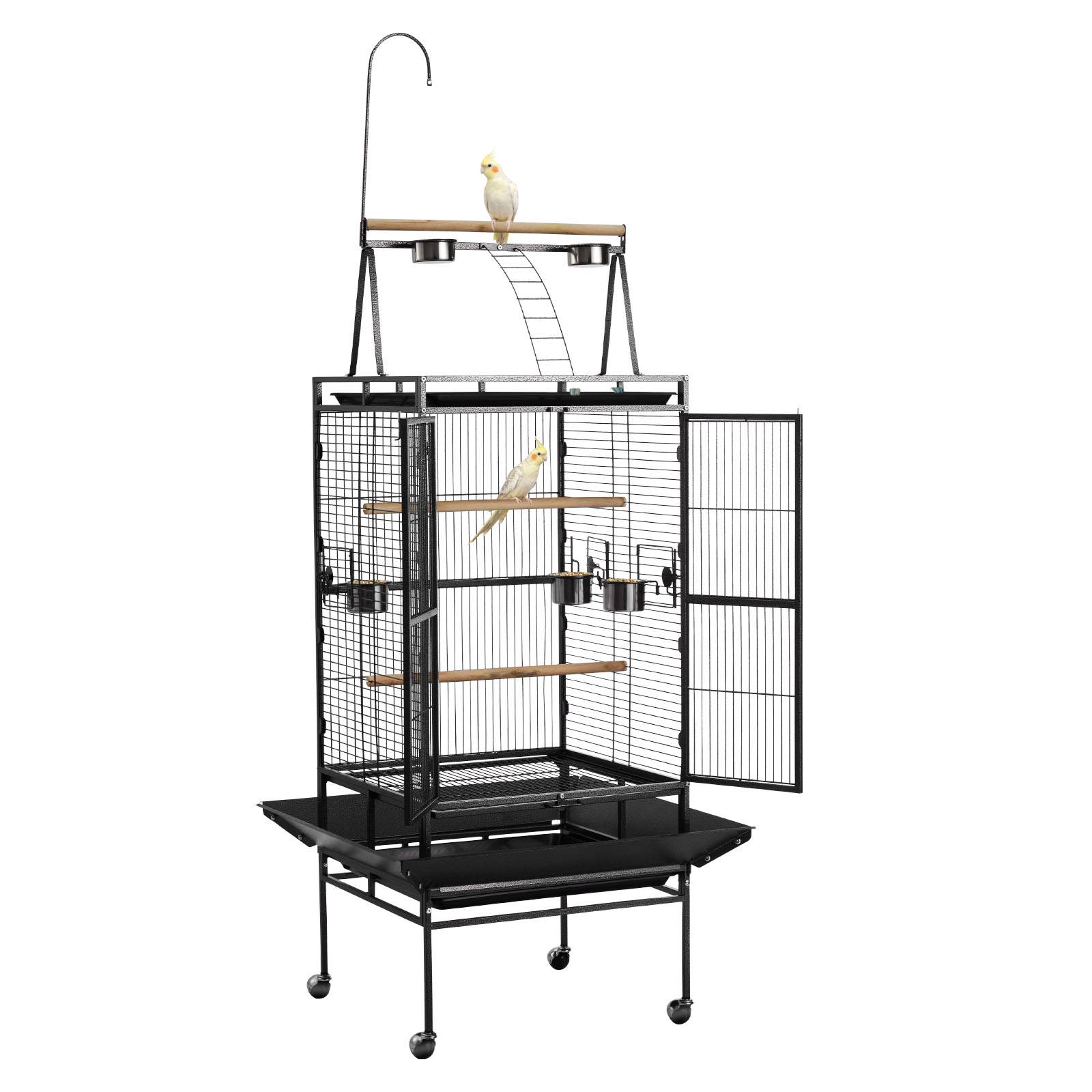 Vevor - VEVOR Cage Oiseau Volière Oiseaux sur Pied Roues 83x79x210 cm Toit Plat Ouvert - Image 1
