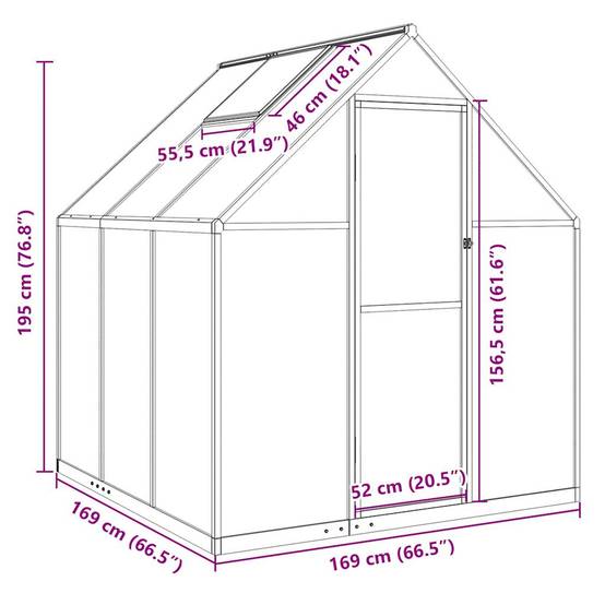 Serre de jardin 2.86m² - Serre de culture avec cadre de base vert 169x169x195 cm aluminium MAISON CHIC - Image 10