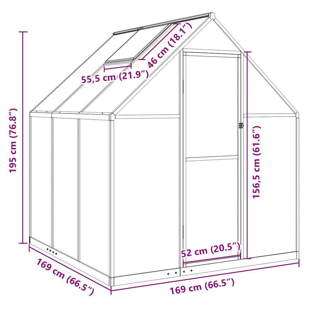 Serre de jardin 2.86m² - Serre de culture avec cadre de base vert 169x169x195 cm aluminium MAISON CHIC - Image 10
