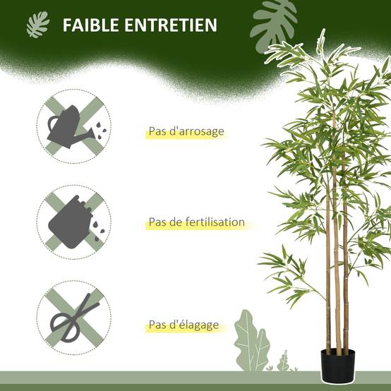 Plante artificielle Bambou arbre artificiel hauteur 180 cm avec pot, décoration interieur, très réaliste - Image 7