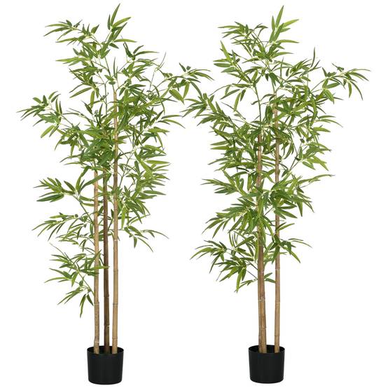 Plante artificielle Bambou arbre artificiel hauteur 180 cm avec pot, décoration interieur, très réaliste - Image 1