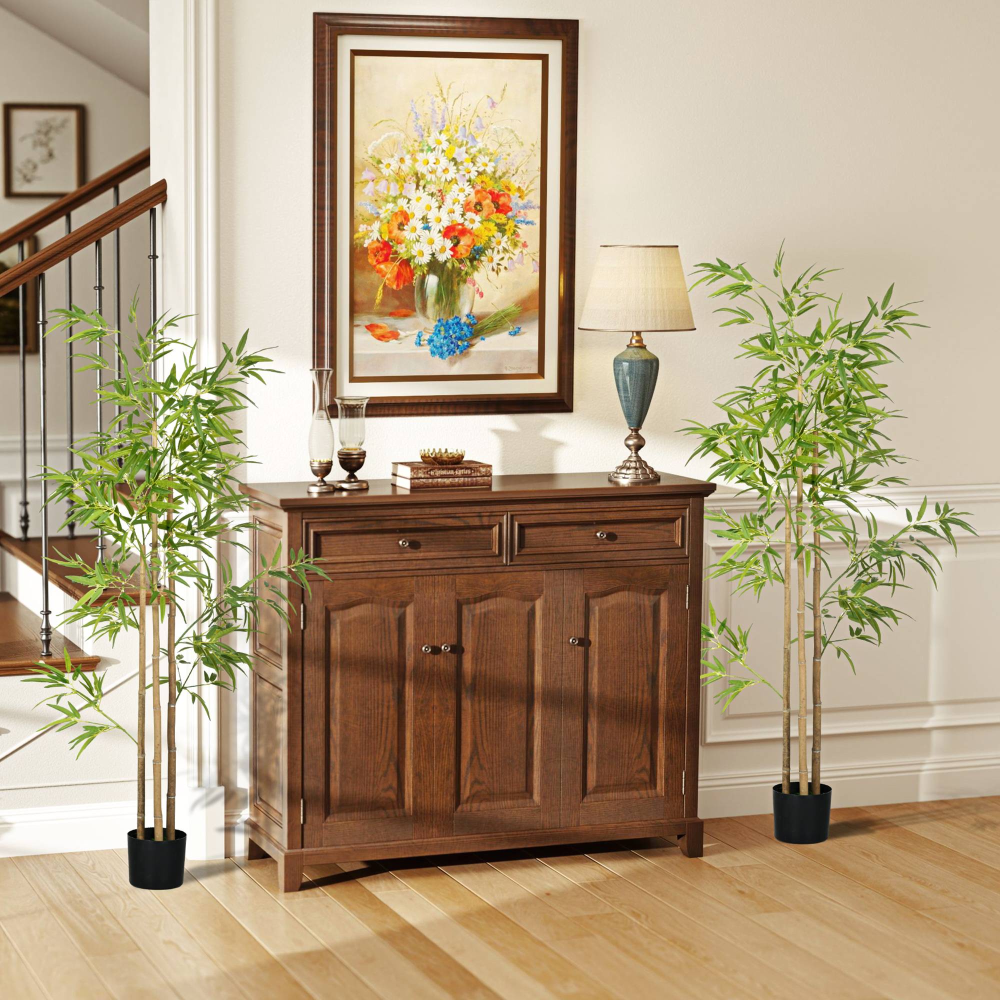 Plante artificielle Bambou arbre artificiel hauteur 180 cm avec pot, décoration interieur, très réaliste - Image 2