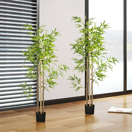 Plante artificielle Bambou arbre artificiel hauteur 180 cm avec pot, décoration interieur, très réaliste - Image 3